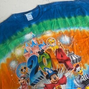 Disneyland Resort 2014 Tie Dye T-Shirt Mickey Fantasia 2XL Disney Graphic Tee